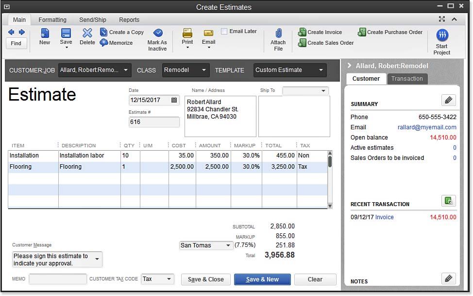 Quickbooks Estimate Templates