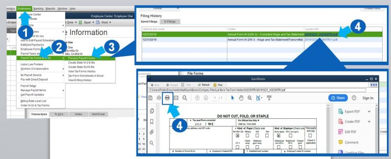 w2s from quickbooks payroll service