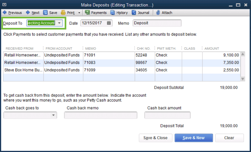 How To Record Make Bank Deposits In QuickBooks Desktop