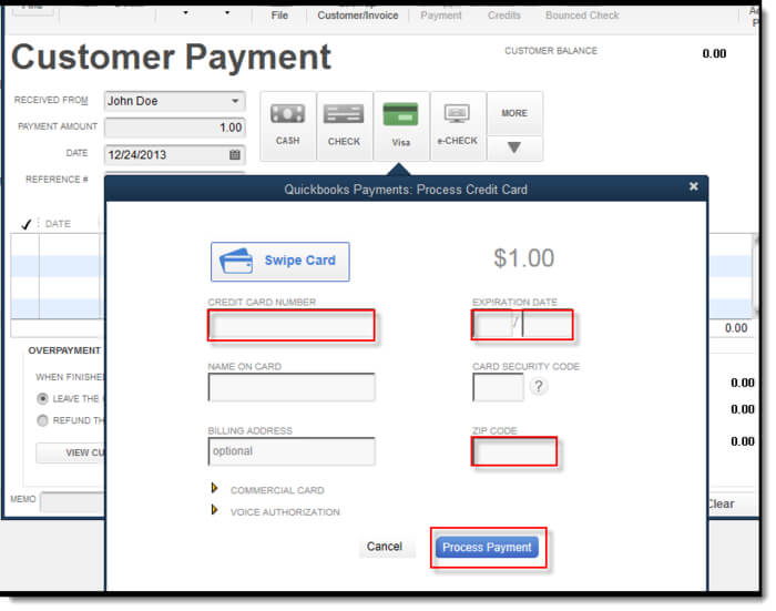 setting up a quickbooks payments account for a client